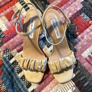 Chelsea and Violet Nude sling back ankle strap heels